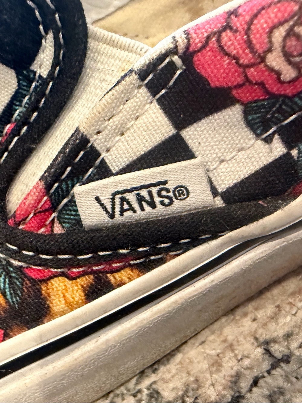 Vans Slip-On Floral Leopard Check Canvas Shoes - Pink/Black/Yellow - Picture 3 of 7
